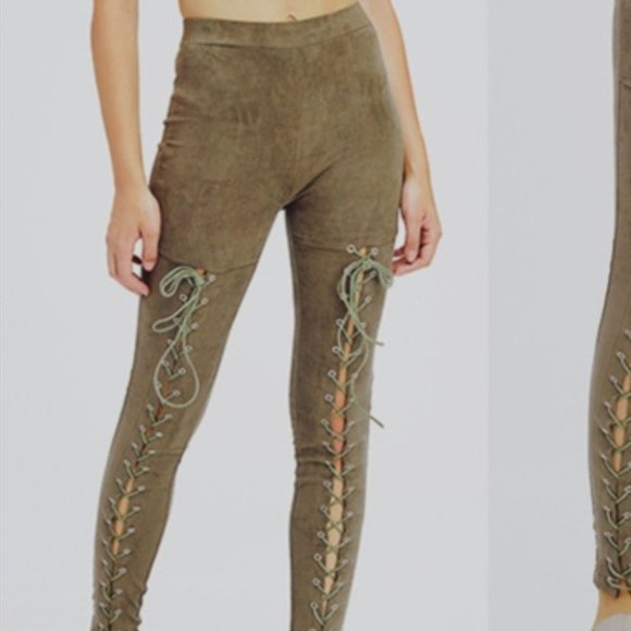 SUEDE LACE DOWN PANTS